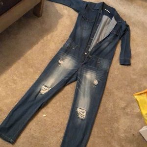 Blue denim jumpsuit